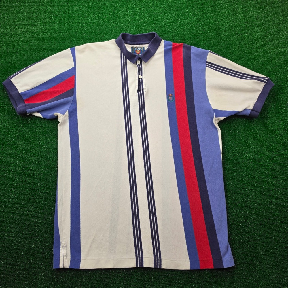 Vintage 90s Chaps Ralph Lauren Polo Shirt Mens Large Colorblock Striped Golf
